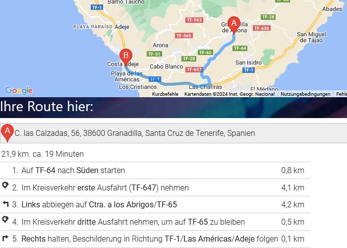 Google Maps Beispiele - Routenplaner